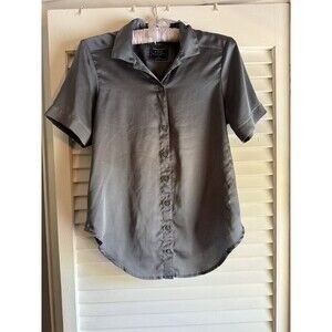 Abercrombie & Fitch Women’s Gray Short Sleeve Blouse S Satin Whimsigoth Emo 90’s